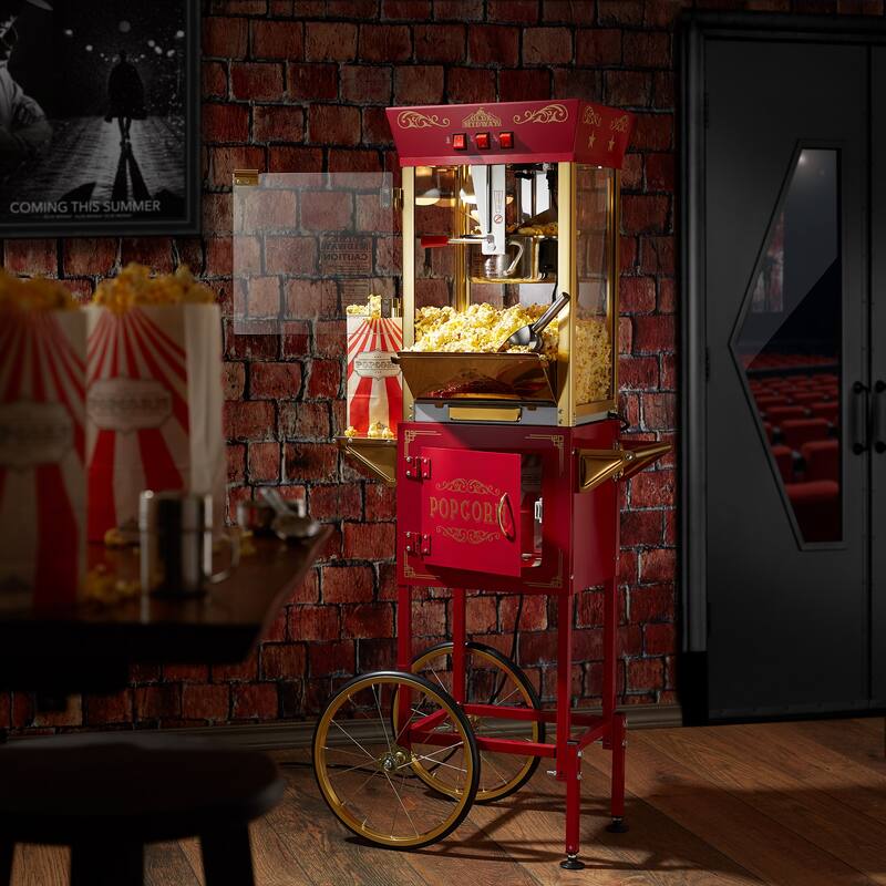 Movie TheaterStyle Popcorn Machine with Cart and 10oz Kettle