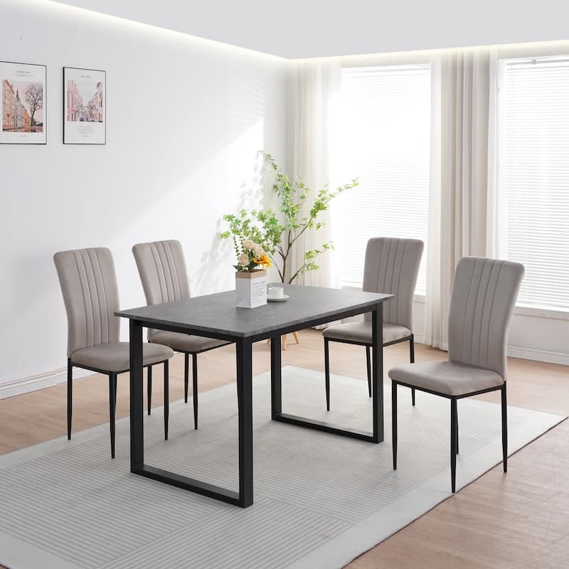 16.1" Velvet Upholstered Chairs with Metal Legs, Set of 4