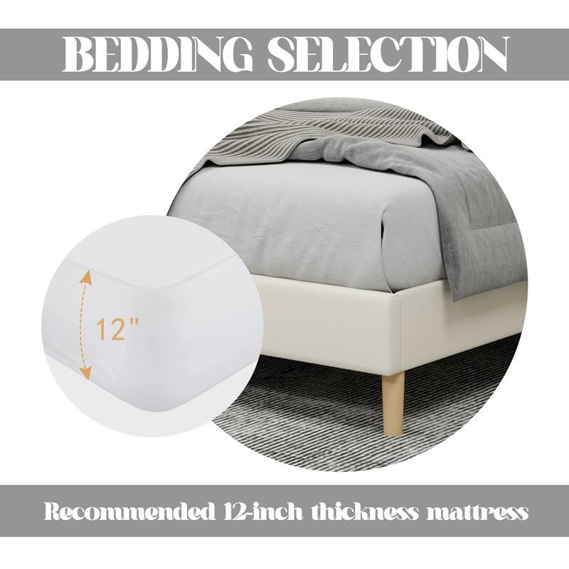 Caxkun Upholstered Platform Bed Frame with Wingback headboard