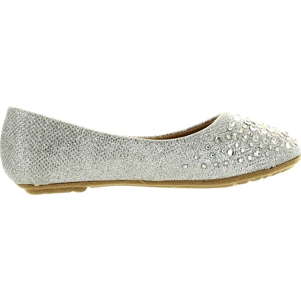 girls silver flats