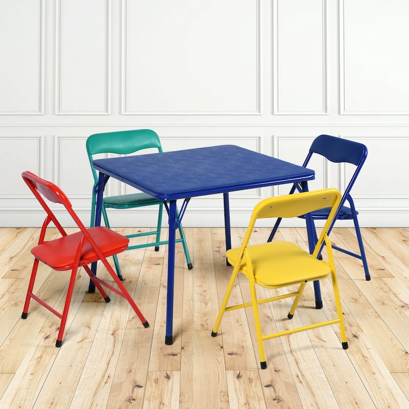 Homylin Kid's 5-piece foldable square table and chair set, Kid's activity table and chair set,suitable for Home classrooms - N/A - Multi