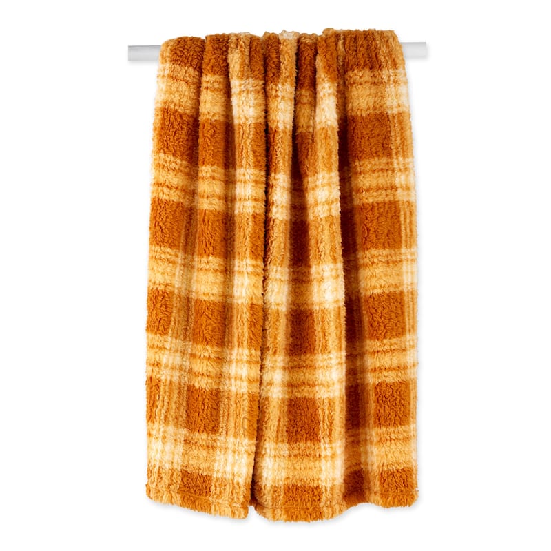 DII Gray Farmhouse Plush Plaid Throw