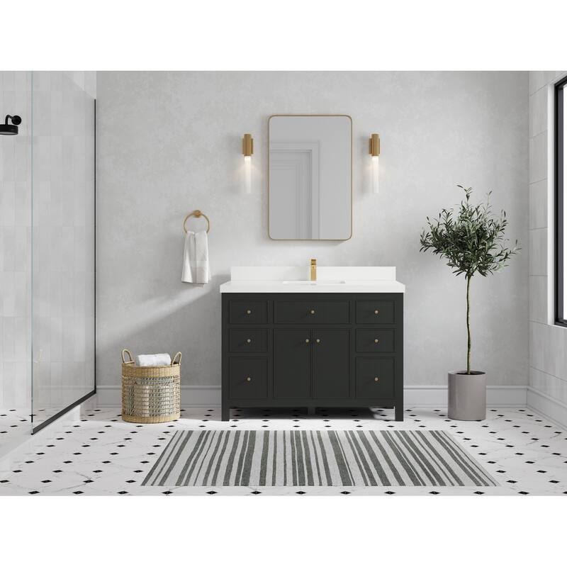 Willow Collections 48 in W x 22 in D Sonoma Free Standing Reeded Single Sink Bathroom Vanity with Countertop