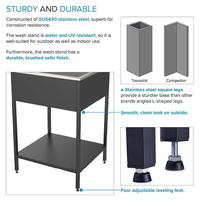 Transolid TRS_K-EWS-2422S Contemporary Laundry Washstand 24" Free