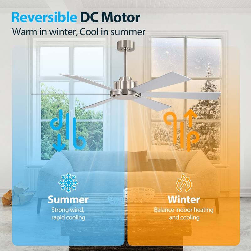 MLiAN Ceiling Fan 60inch Playwood Blades Remote Control 6-Speed DC - 60''