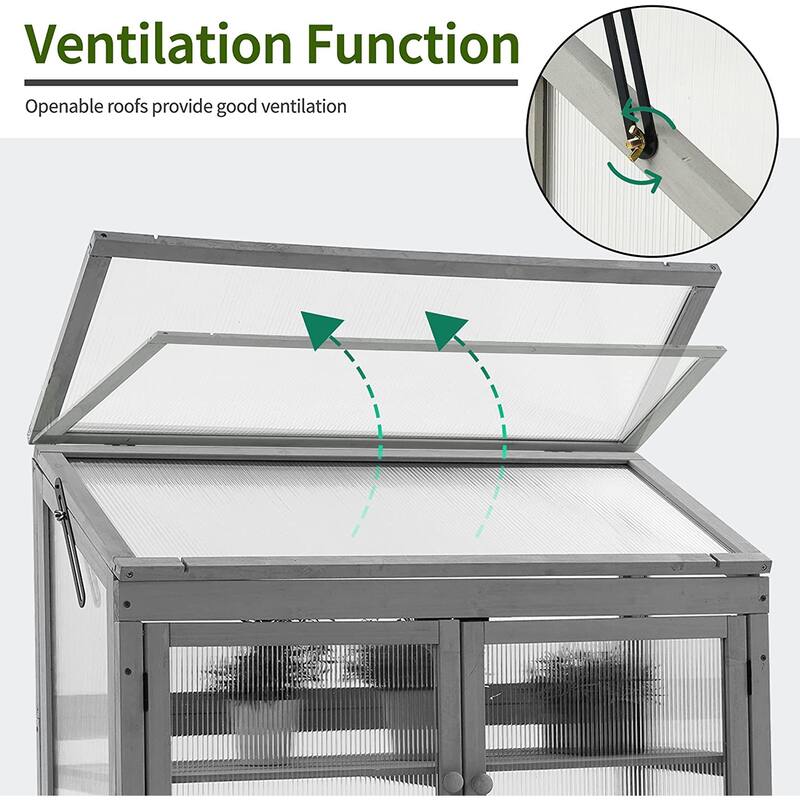 MCombo 2-Tier Cold Frame Greenhouse, Solid Wood 0160