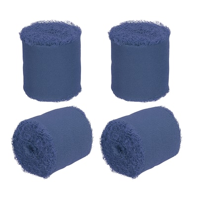 4Roll 1.5"x5Yd Fringe Chiffon Silk Ribbon Handmade Frayed Edges Ribbon - 1.5" x 5 Yard