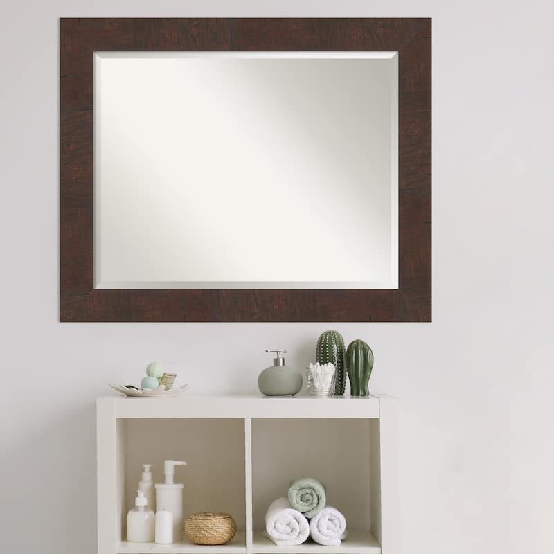 Beveled Bathroom Wall Mirror - Wildwood Brown Frame