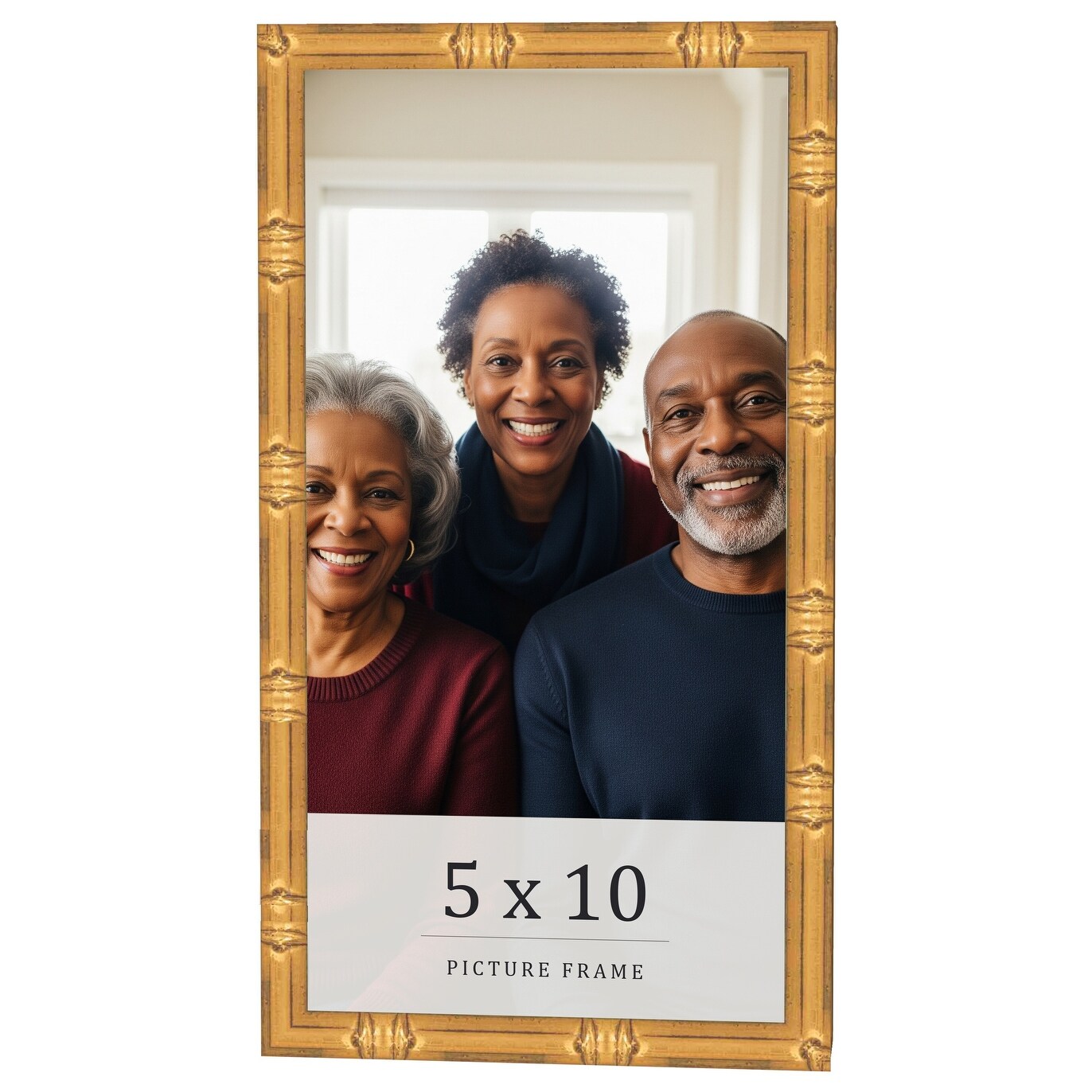 5x10 Frame Gold Bamboo Solid Wood Picture Frame | 1 Inch Moulding