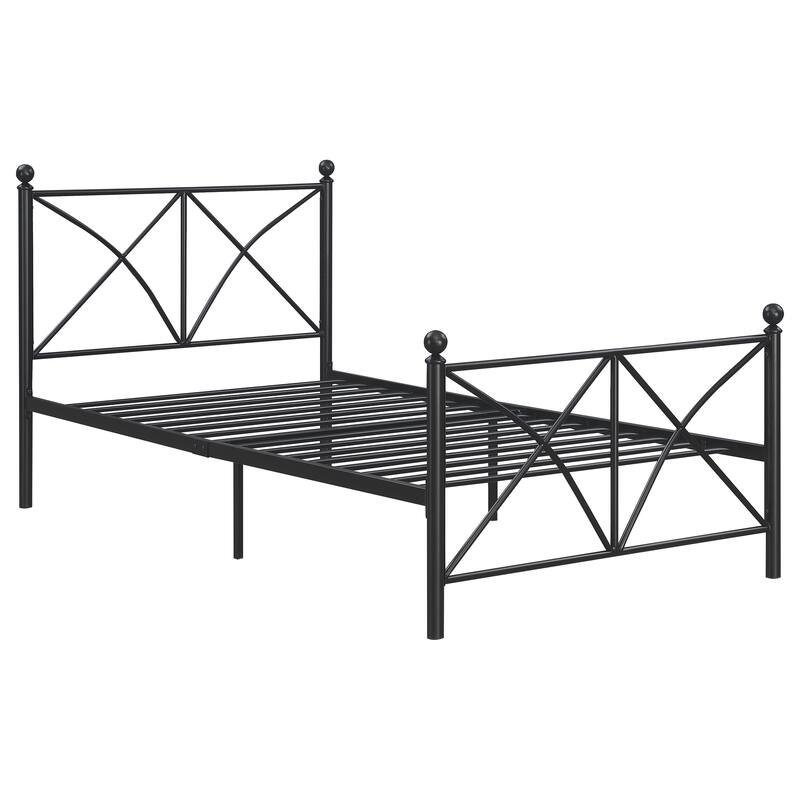 Hart Contemporary Metal Open Frame Bed with X-Style Design