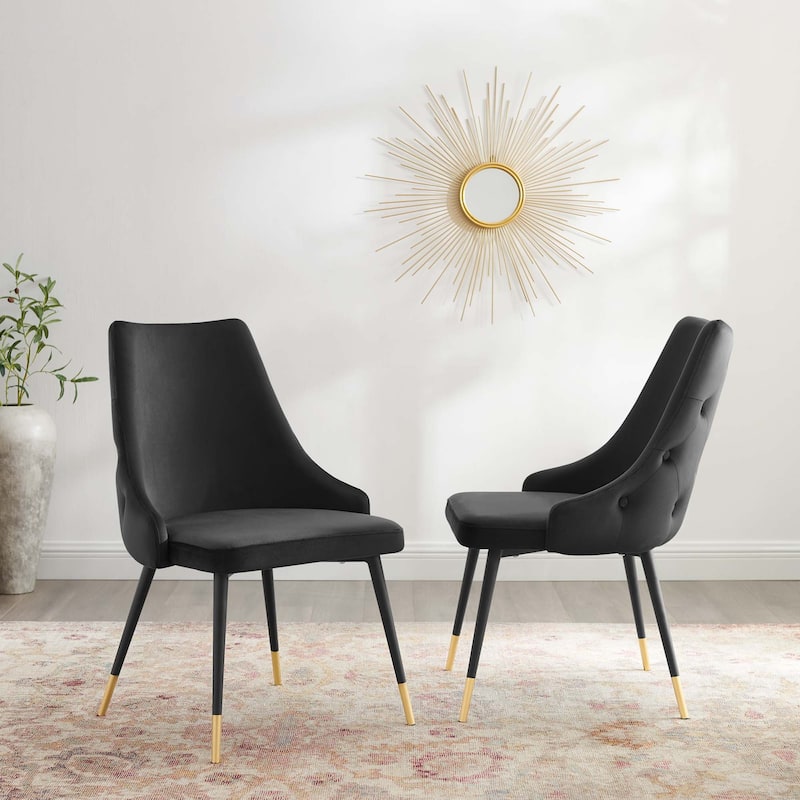Modway Adorn Dining Side Chair Performance Velvet in Navy, Set of 2