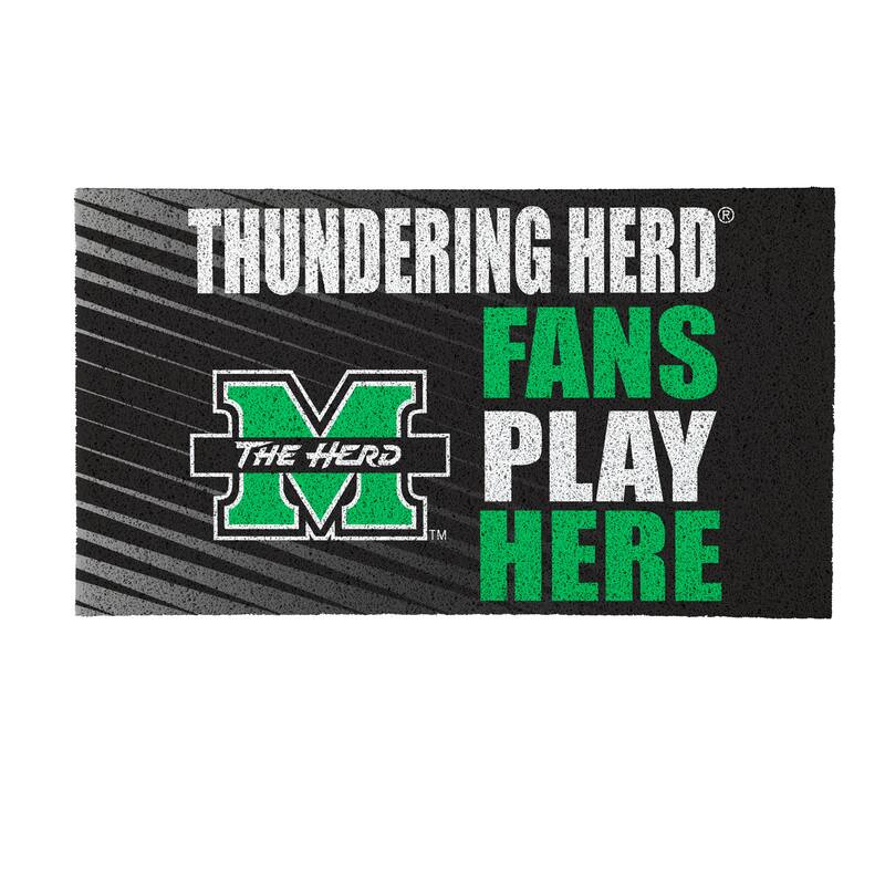 28 in. x 16 in. Marshall University "Fans Play Here" PVC Door Mat