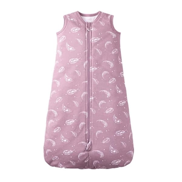 slide 1 of 1, 100% Organic Cotton 2.5tog Sleep Sack - Mauve Feather 0-12 Months