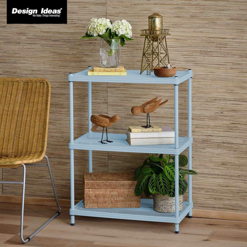 Design Ideas MeshWorks 3 Tier Full-Size Metal Storage Shelving Unit Rack, White