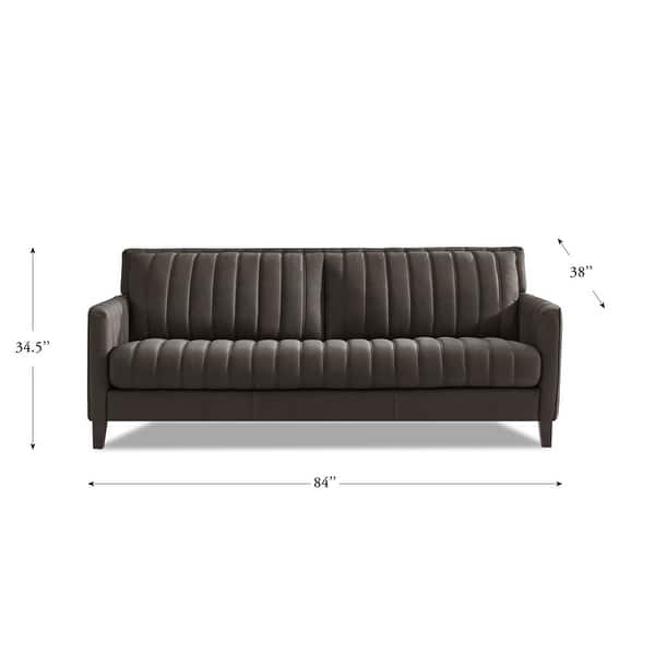 Hydeline Ennis Top Grain Leather Sofa Couch with Feather, Memory Foam