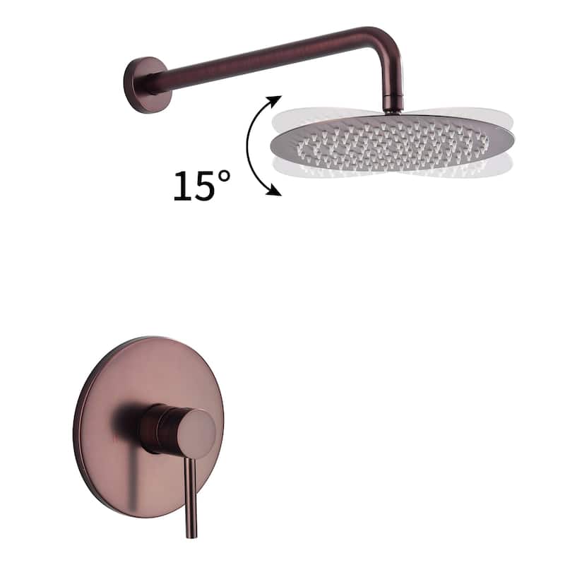 Wall Mounted Shower Faucet With Rough-in Valve Modern Complete Shower System Rainfall 10 Inch Round Shower Head Tirm Kit Set