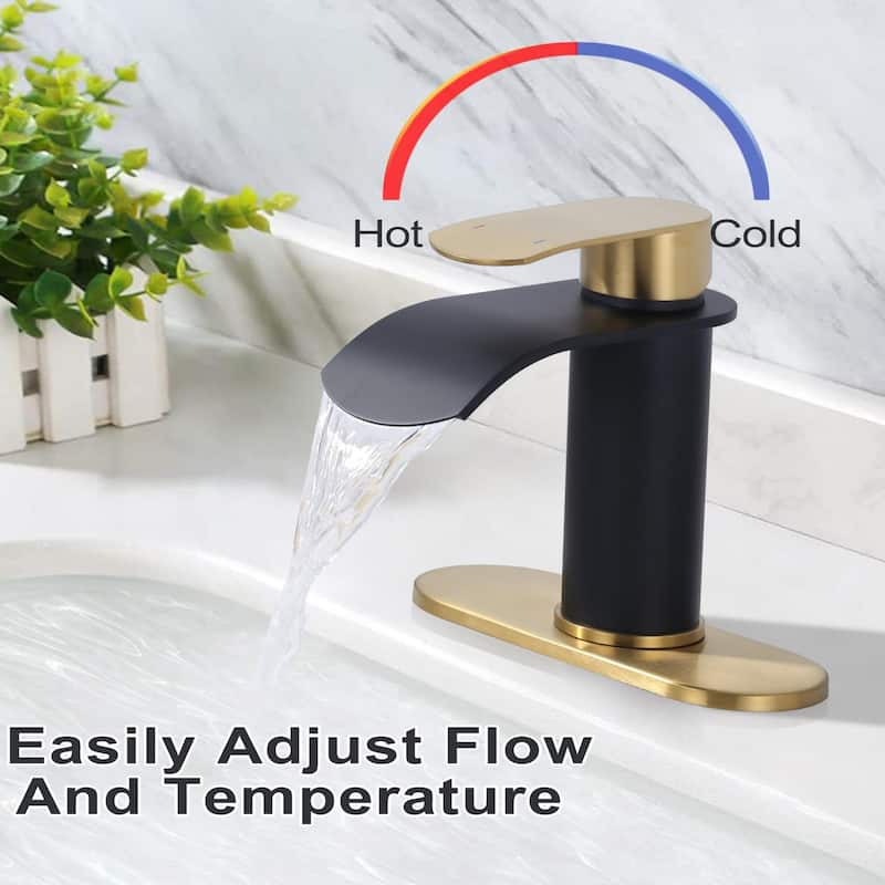 WOWOW Water Fall Bathroom Faucet with Deckplate Included