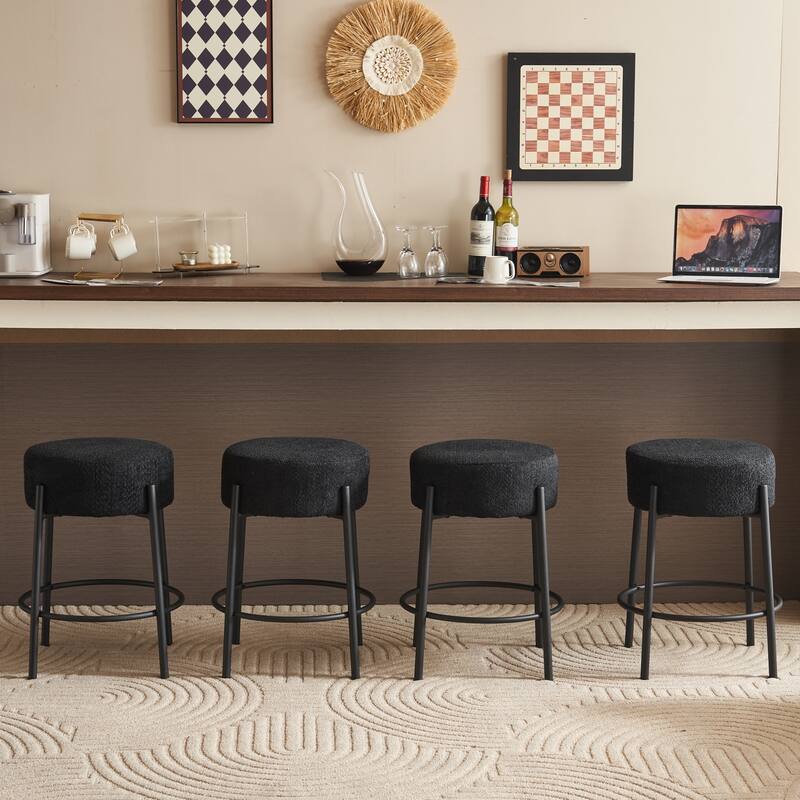 GDFStudio - Asher Modern Foam Upholstered Round Bar Stool - Set of 2