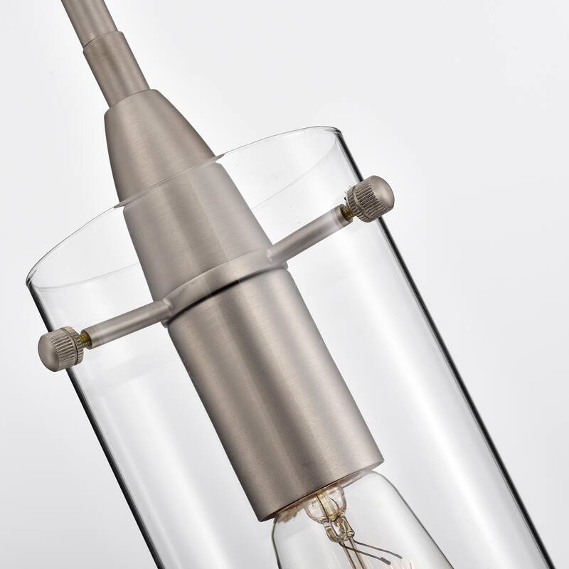 Pendant Light Matte Satin Nickel 1-Light Metal & Cylinder Glass Shade