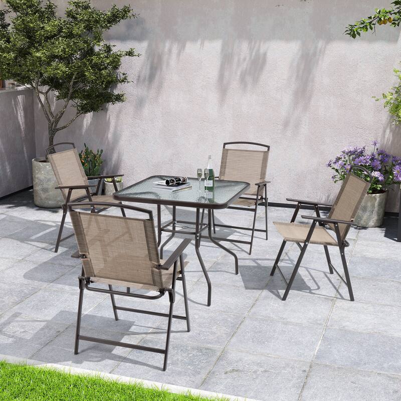 Set of 4 Patio Folding Chairs 4-Pack Dining Chairs