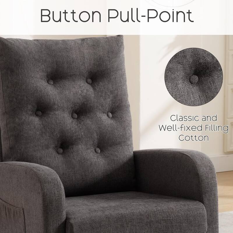 HOMYKA Swivel Rocking Upholstered Armchair Nursery Glider Linen Accent Chairs