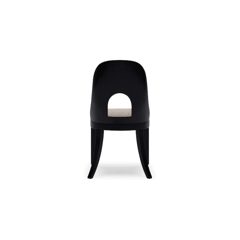 Robeck Home Office Chair, Cutout Back, Gray Padded Seat, Black Wood