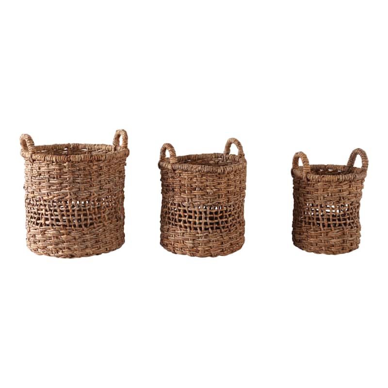 Woven Storage Basket Nesting Design (Set of 3) - 17", 18", 20" Tan - 17.25" x 17.25" x 19.75"