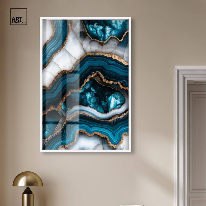 Teal Tectonic III Shadowbox by Art Remedy