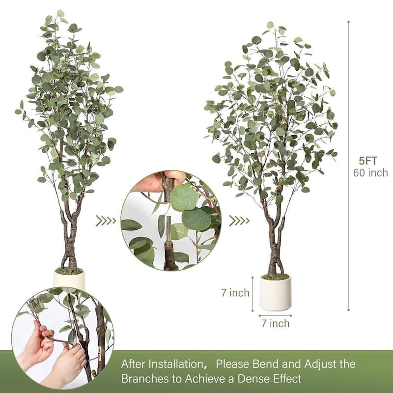 Artificial Eucalyptus Tree, Fake Potted Plant for Home Decor