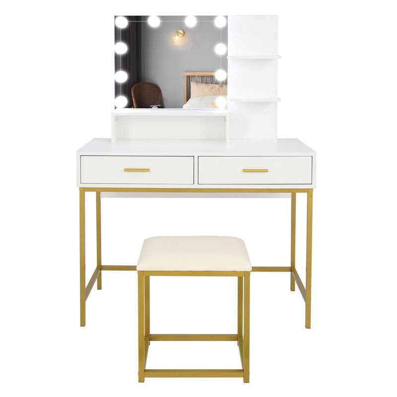 Large Vanity Set, Dressing Table Dresser Desk for Women, Girls, Bedroom (White, Black)