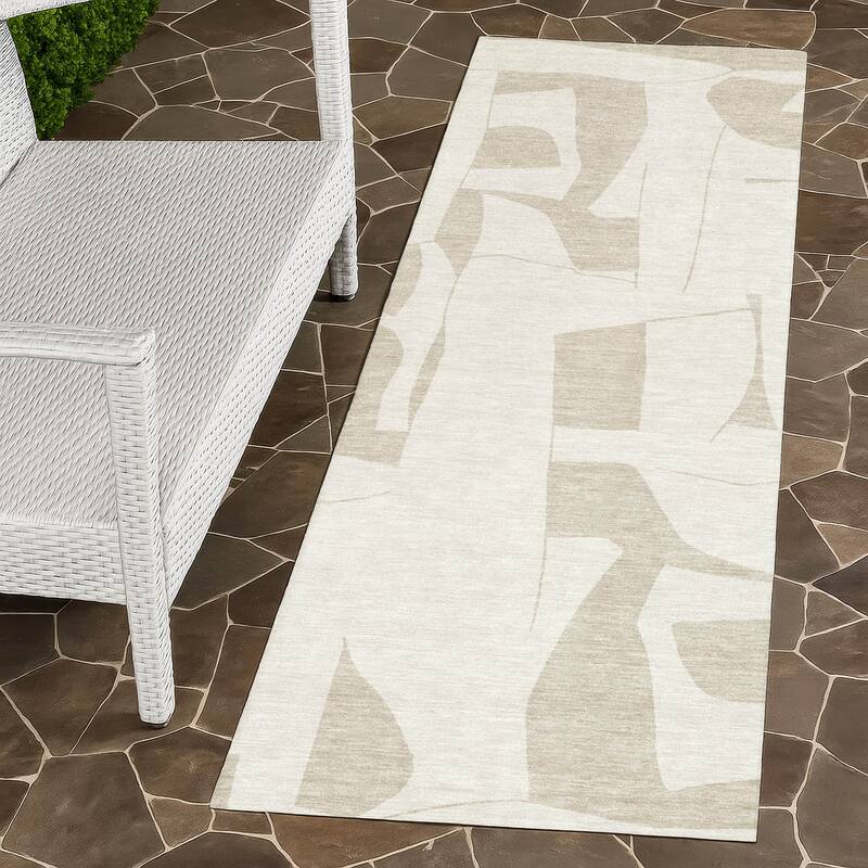 Machine Washable Indoor/ Outdoor Modern Creede Chantille Rug - Ivory - 2'3" x 7'6"
