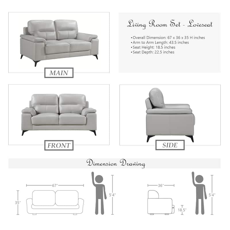 Socorro 2-Piece Living Room Set - Silver Grey