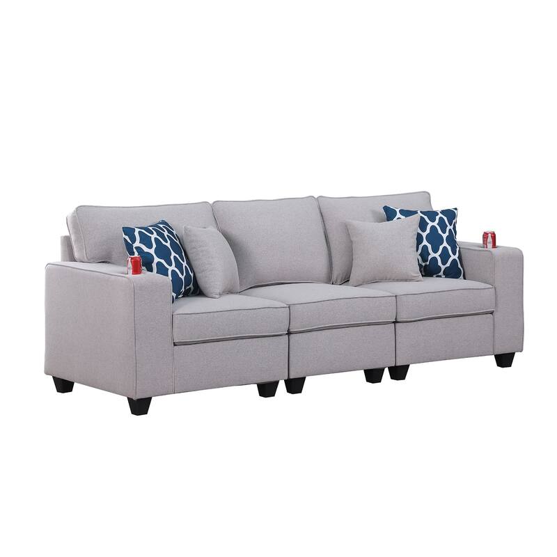 Linen Upholstered Sofa in Light Gray