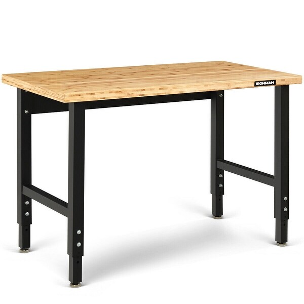 Adjustable Height Heavy Duty Wood Top Workbench Garage Workshop