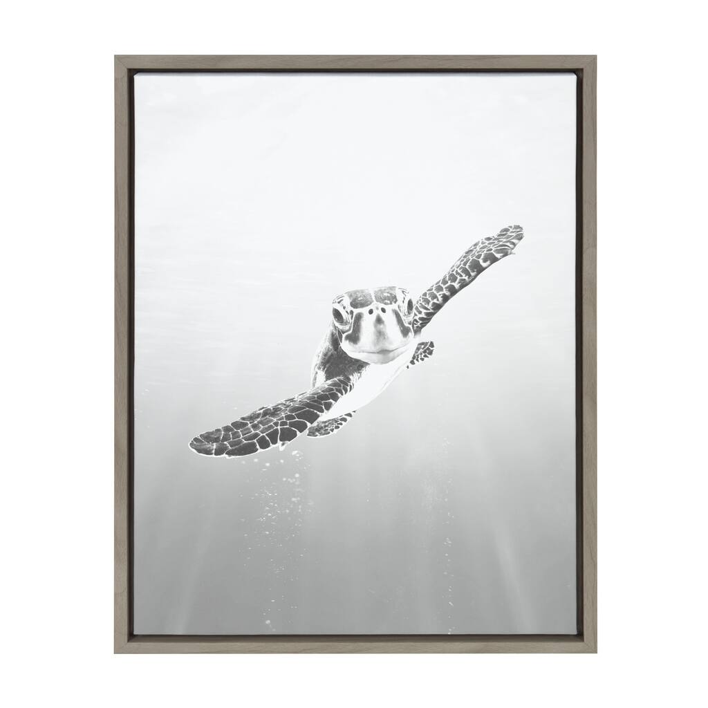 Kate and Laurel Sylvie Sea Turtle Framed Canvas by Simon Te of Tai Prints