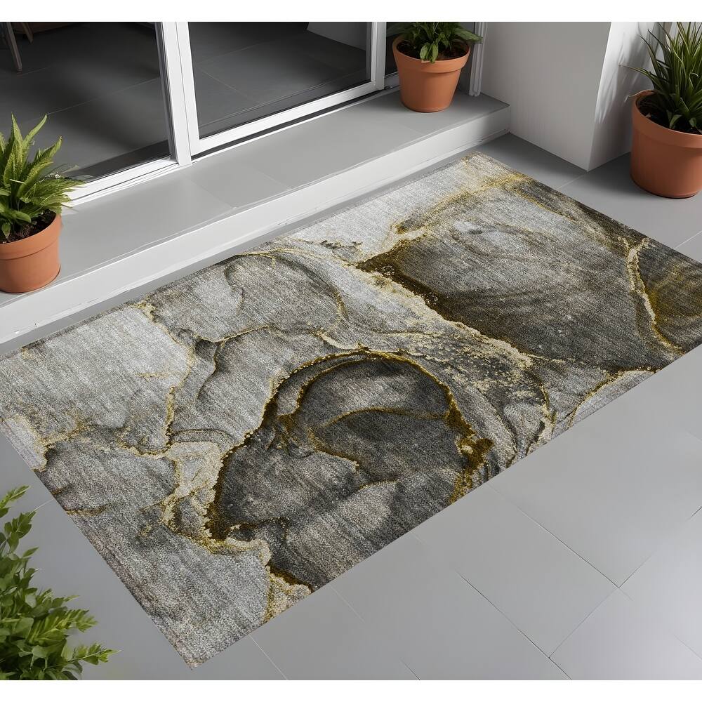 Galu Contemporary Abstract Weather Resistant Current & Stylish Outdoor Rug