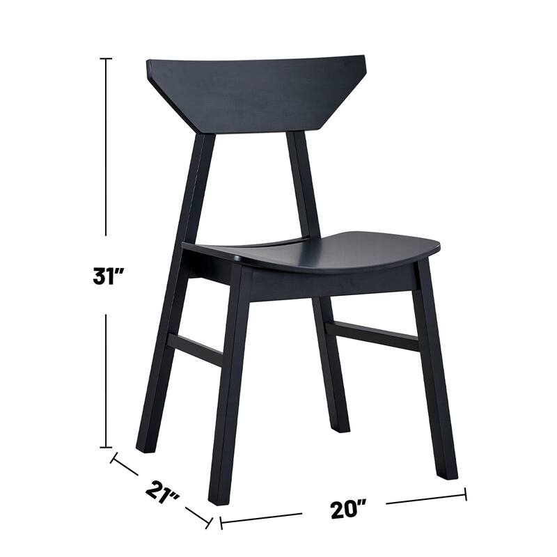 Set of 4 Wooden Dining Chairs with Curved Seat and Back in Black Finish