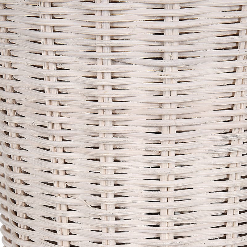 The Gray Barn White Woven Rattan Table Lamp with Nickel Accents
