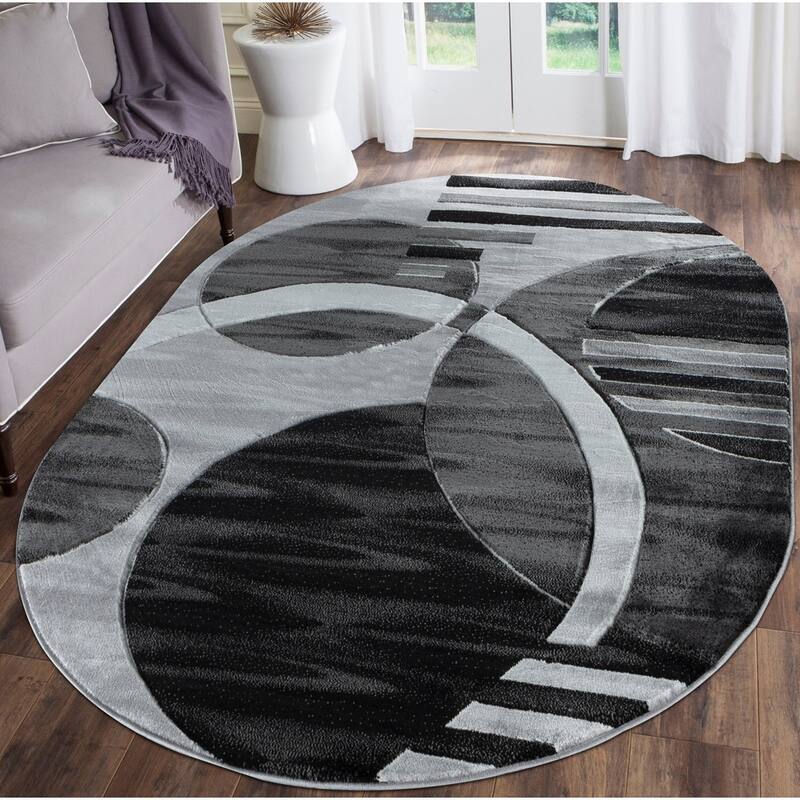 Orelsi Grey/Black Polyester Area Rug