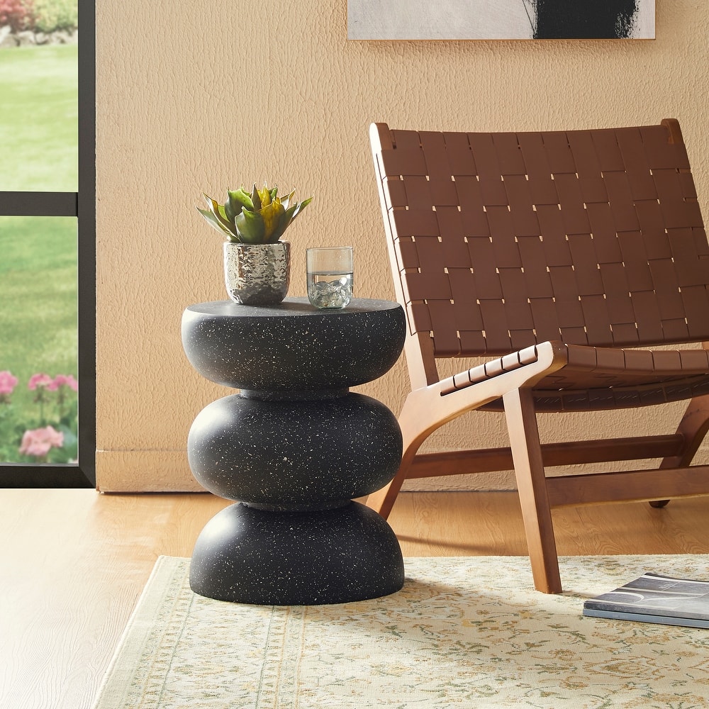 Glitzhome 18"H MGO Garden Stool or Planter Stand With Geometric Design