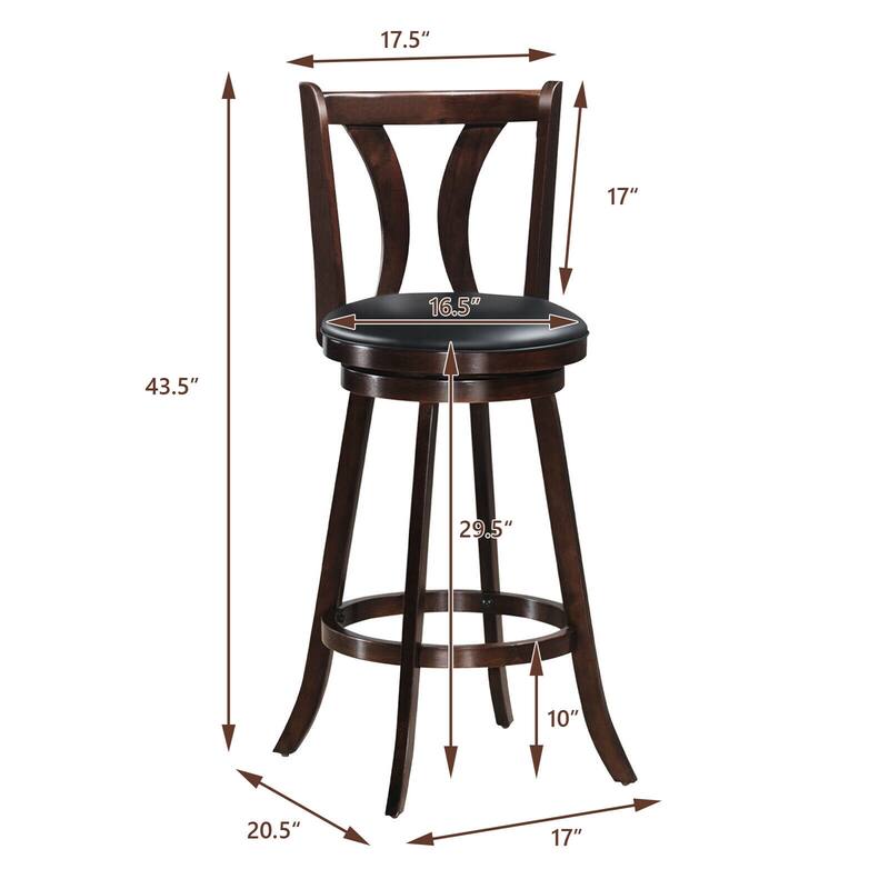 Gymax Set of 2 Swivel Bar stools 29.5" Bar Height Chairs with Rubber - See Details