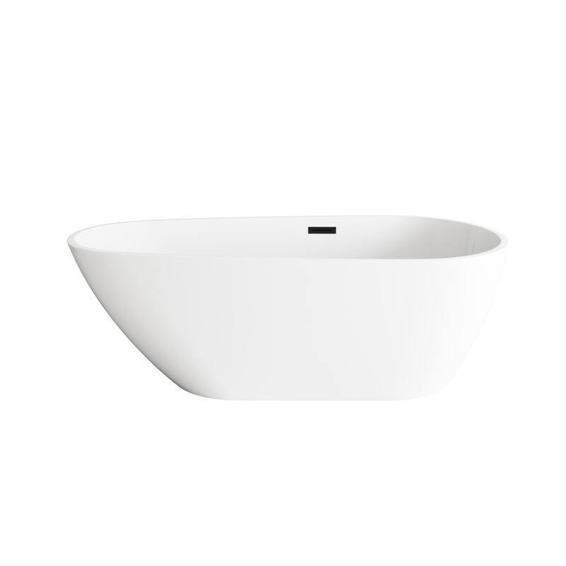 Hillary Bathtub in Glossy White - Glossy White with Matte Black Trim - 67"