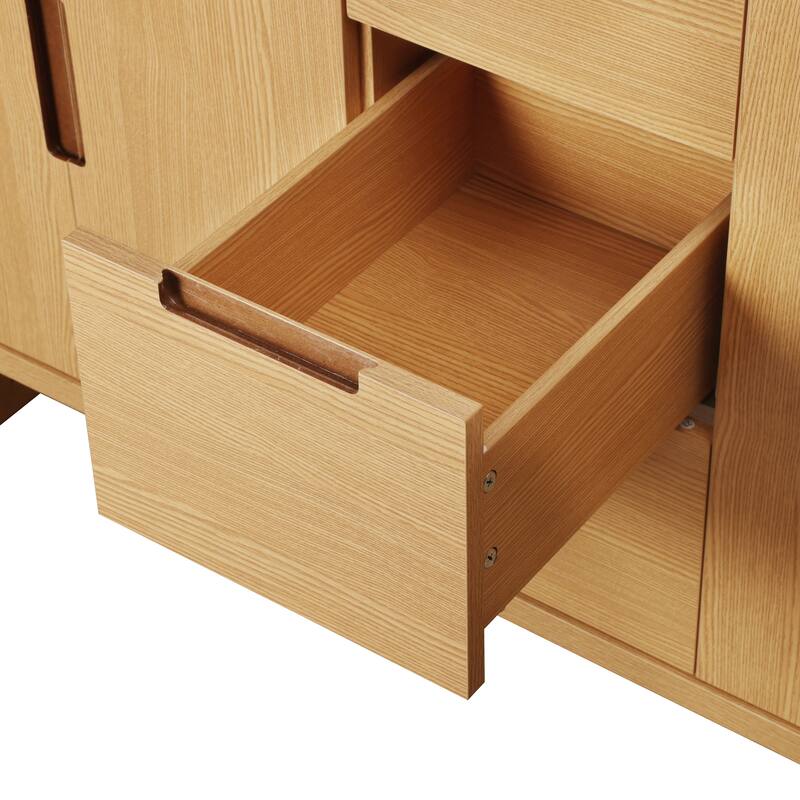 59.3" Bathroom Vanity with 4 Doors & 3 Drawers, Handle-Free Design, Soft-Close Hinges, Hidden Drawer Slides, SMC Resin Top