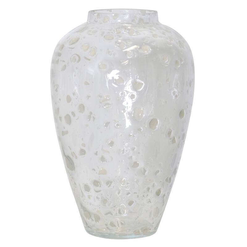 StyleCraft Globo Vase - White and Clear - 8"L x 8"W x 13"H