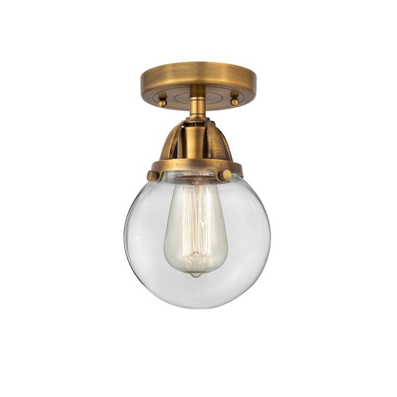 Innovations Lighting Nouveau 2 Beacon - 1 Light 6" Semi-Flush Mount - Clear/Brushed Brass