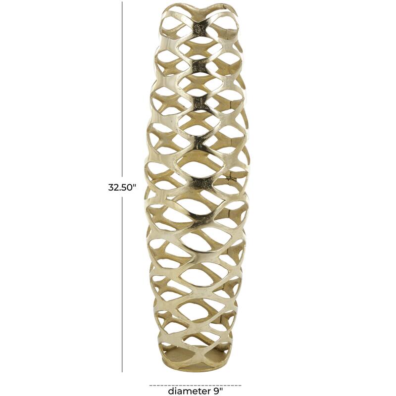 Aluminum Metal Geometric Tall Cutout Decorative Vase - Gold - Roche River Decor