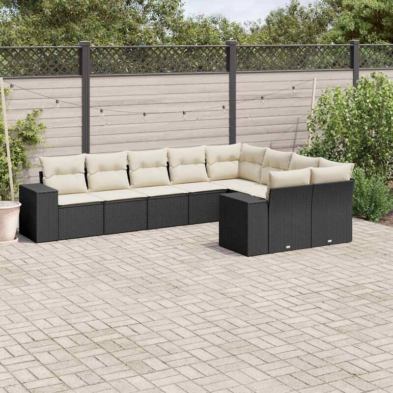 vidaXL Garden Sofa Set Black PE Rattan Large Modular Garden Sofa Set - 24.4 x 32.7 x 27.2