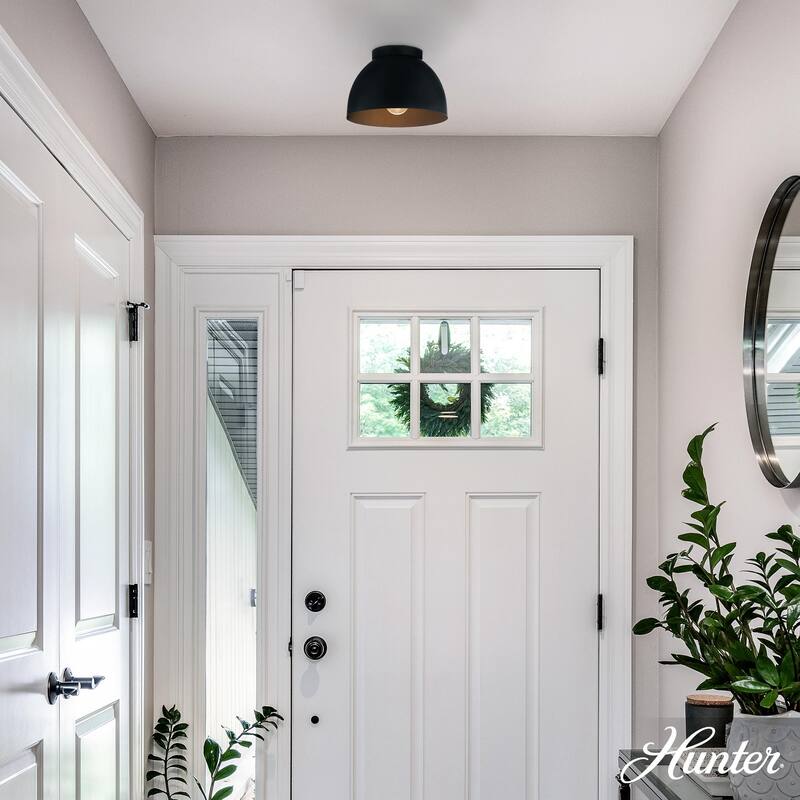 Hunter Erling 1-Light Medium Flush Mount Ceiling Light - Modern - Hallway, Bathroom, Entry, Laundry Room - Damp Rated!
