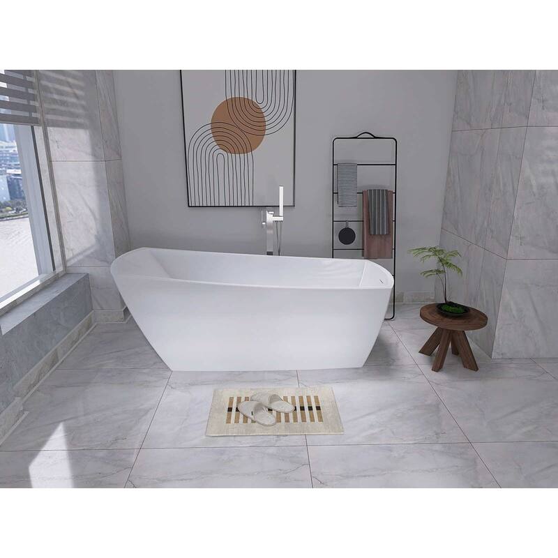 Peter Soaking Single Slipper Rectangular Bathtub in Glossy White