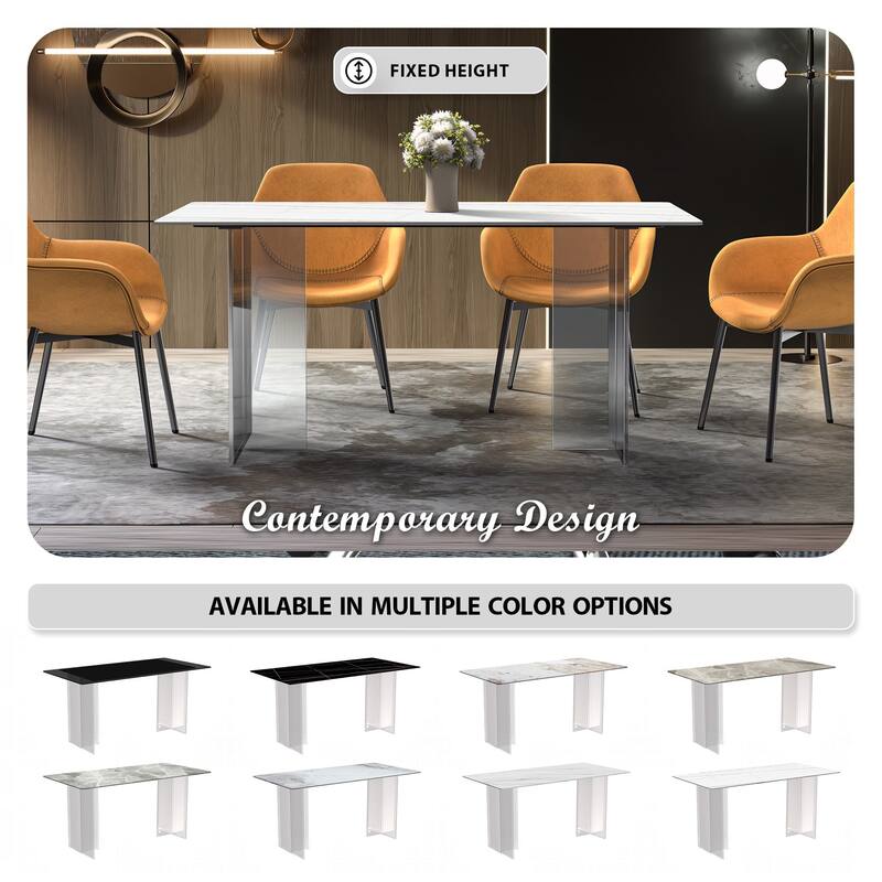 Kova Rectangular Dining Table with Sintered Stone/Glass Top